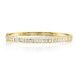 18K Solid Gold 1.70Ct Diamond Baguette Bangle