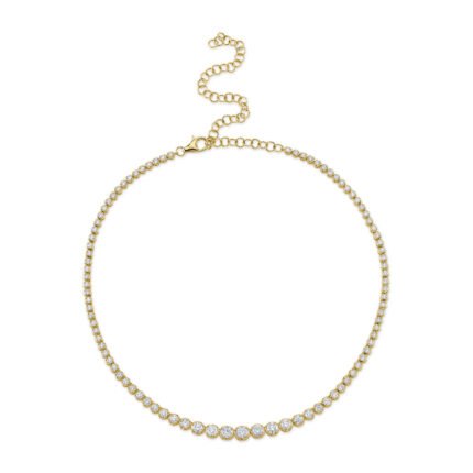 18K Solid Gold 6.75Ct Diamond Crown Setting Tennis Necklace