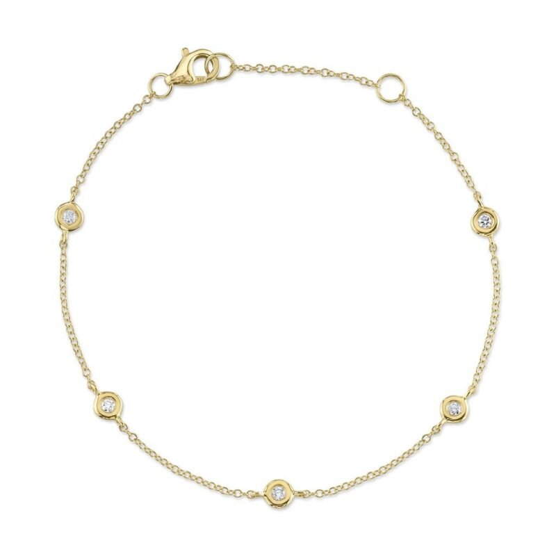 18K Solid Gold 0.13Ct 7" Diamonds By The Yard Bracelet