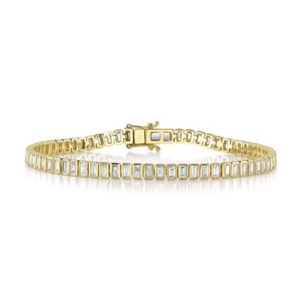 3.57Ct Diamond Baguette Bezel Tennis Bracelet