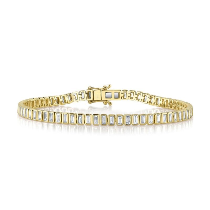 3.57Ct Diamond Baguette Bezel Tennis Bracelet