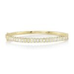 18K Solid Gold 1.90Ct Diamond Baguette Bangle