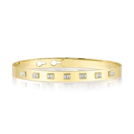 0.46Ct Diamond Baguette Latch Lock Bangle