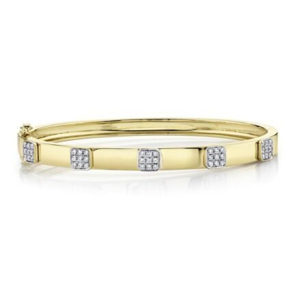 18K Solid Gold 0.43Ct Diamond Pave Bangle