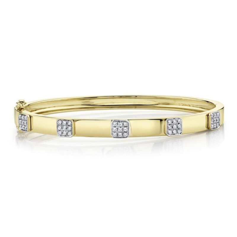 18K Solid Gold 0.43Ct Diamond Pave Bangle