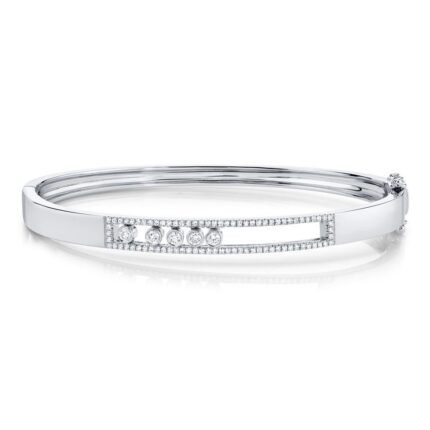 18K Solid Gold 0.42Ct Diamond Slider Bangle