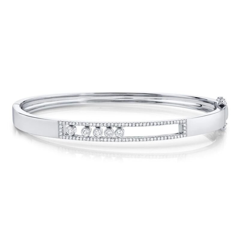 18K Solid Gold 0.42Ct Diamond Slider Bangle