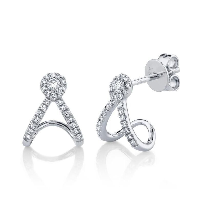14K Solid Gold 0.20Ct Diamond Earrings