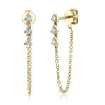 14K Gold 0.29Ct Diamond Chain Earring