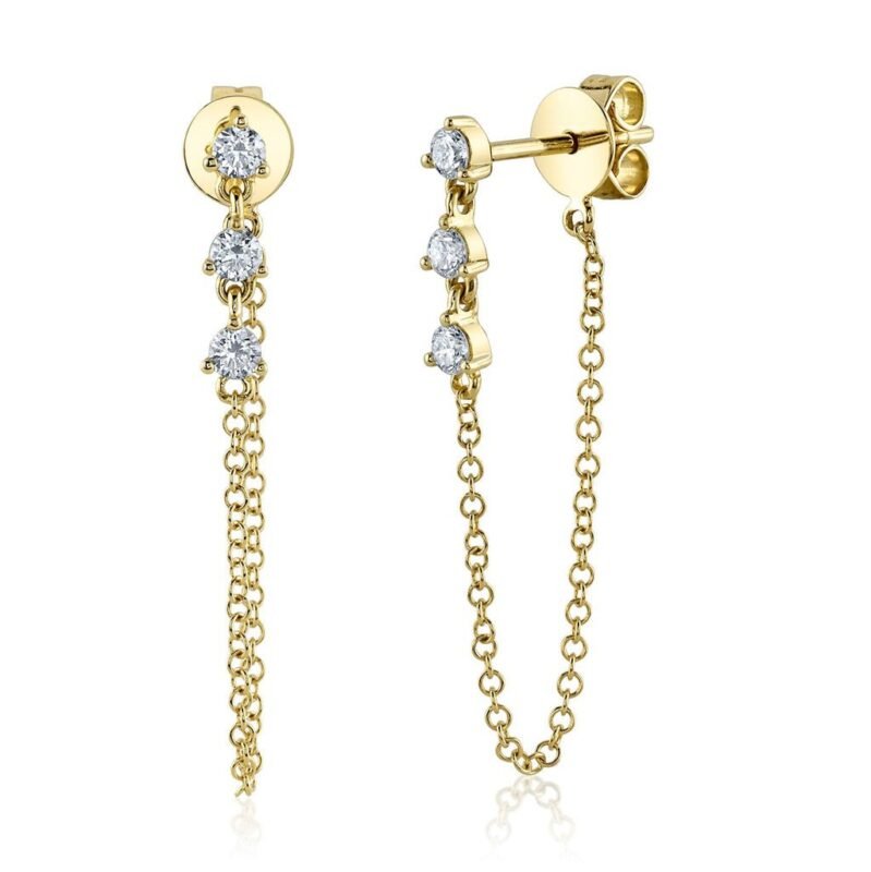 14K Gold 0.29Ct Diamond Chain Earring