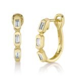 0.30Ct Diamond Baguette Oval Hoop Earring