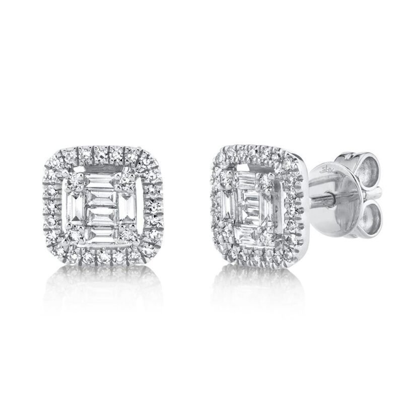 0.43Ct Diamond Baguette Stud Earring