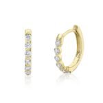 14K Gold 0.26Ct Diamond Oval Huggie Earring