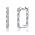 14K Gold 0.27Ct Diamond Rectangle Hoop Earring