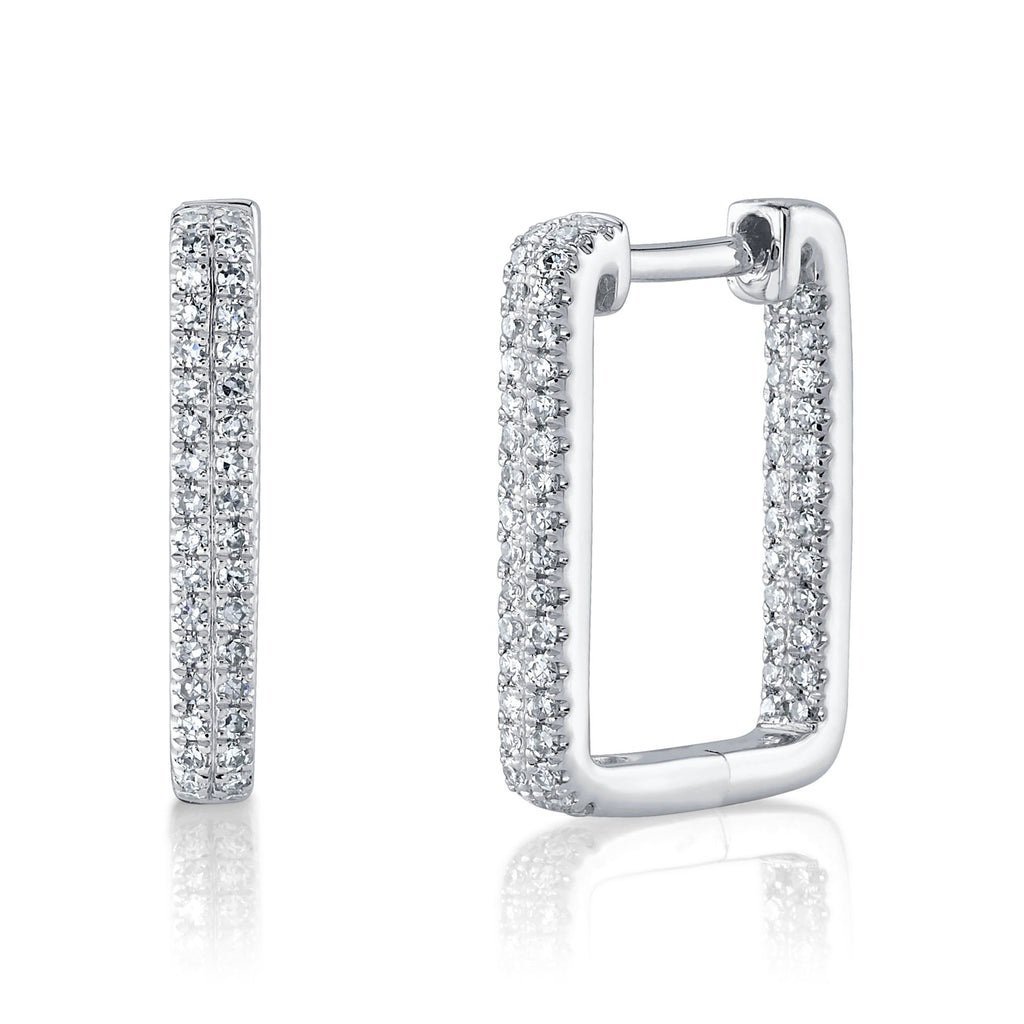 14K Gold 0.27Ct Diamond Rectangle Hoop Earring 14K Gold 0.27Ct Diamond Rectangle Hoop Earring