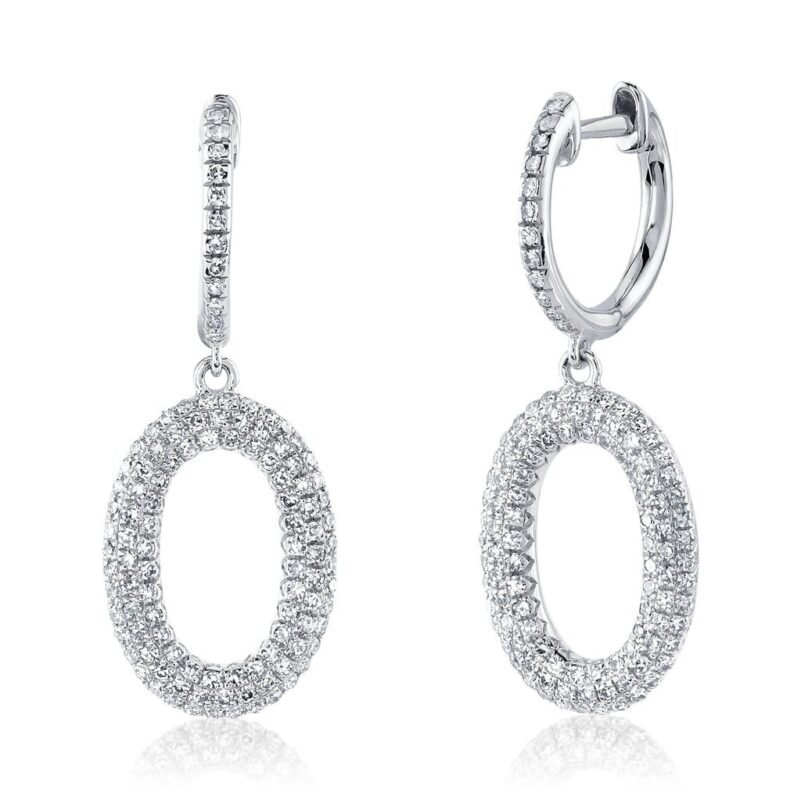 0.49Ct Diamond Pave Oval Earring
