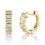 0.59Ct Diamond Baguette Huggie Earring