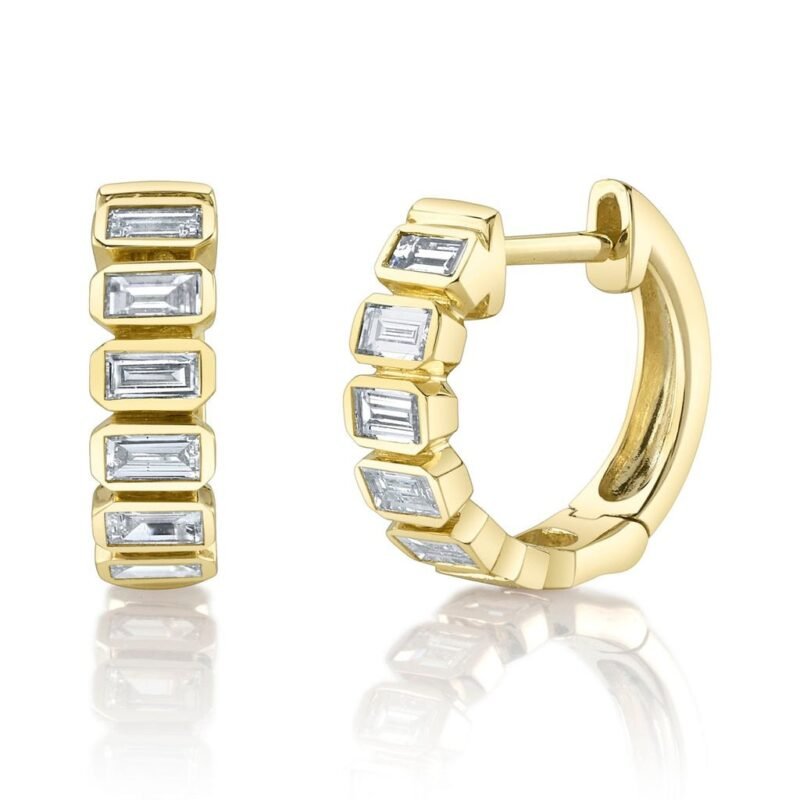 0.59Ct Diamond Baguette Huggie Earring