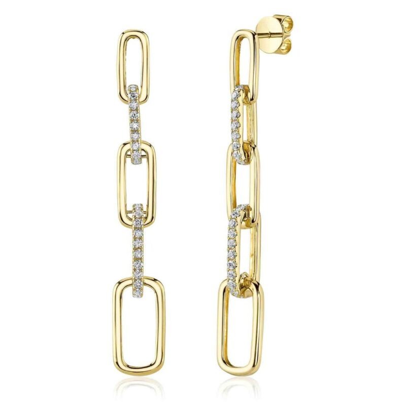 0.64Ct Diamond Paper Clip Link Earring