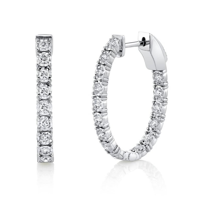 0.90Ct Diamond Oval Hoop Earring
