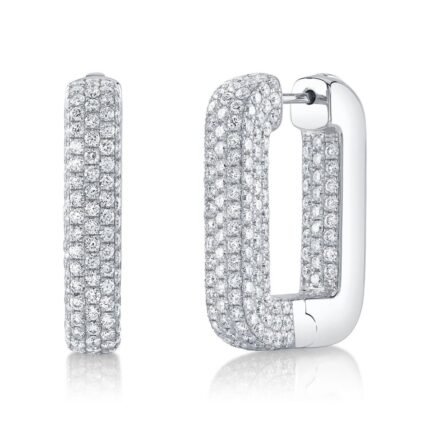 4.13Ct Diamond Pave Rectangle Hoop Earring