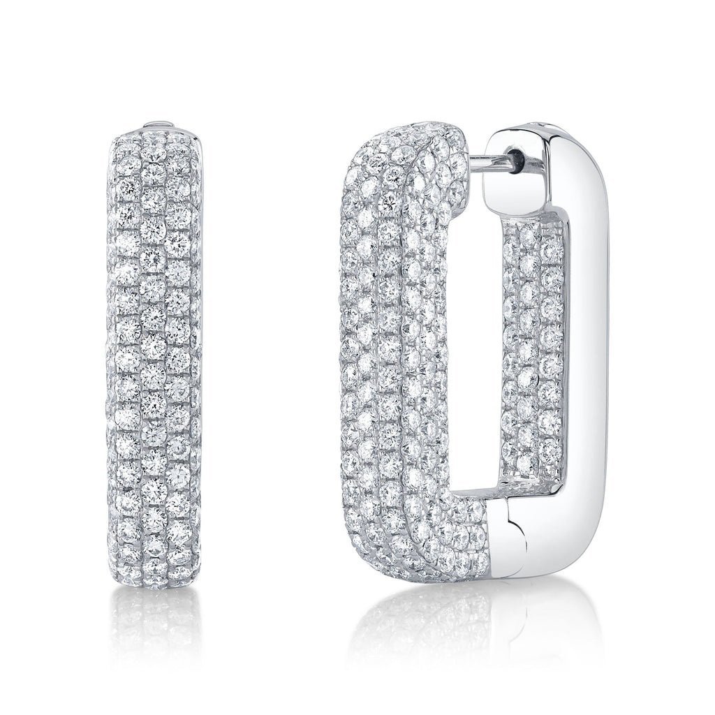 4.13Ct Diamond Pave Rectangle Hoop Earring 4.13Ct Diamond Pave Rectangle Hoop Earring