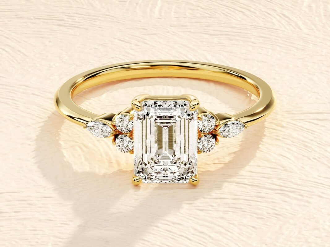 Elongated Cushion Emerald Cut 4ct Lab Grown Diamond 3ct Engagement Ring