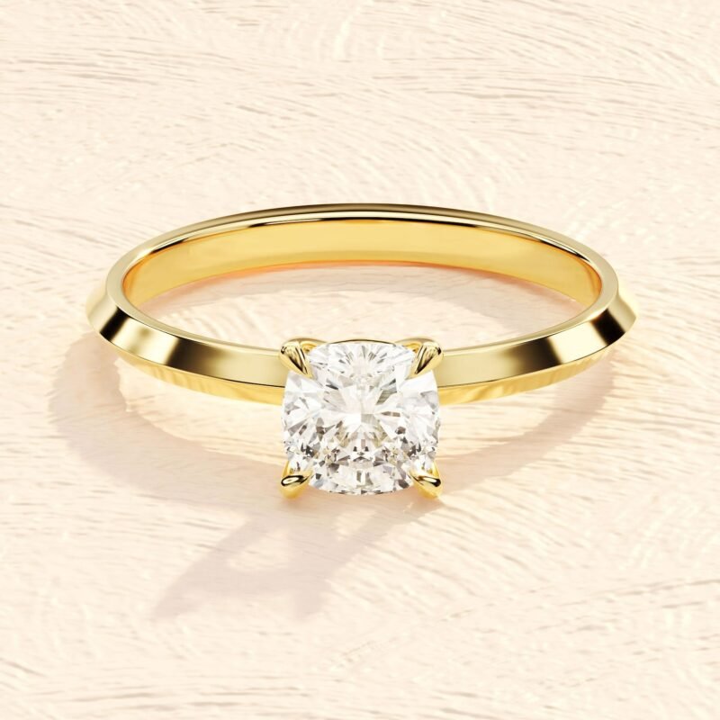 Cushion Cut 14K Solid Gold Engagement Ring 4ct Lab Grown Diamond