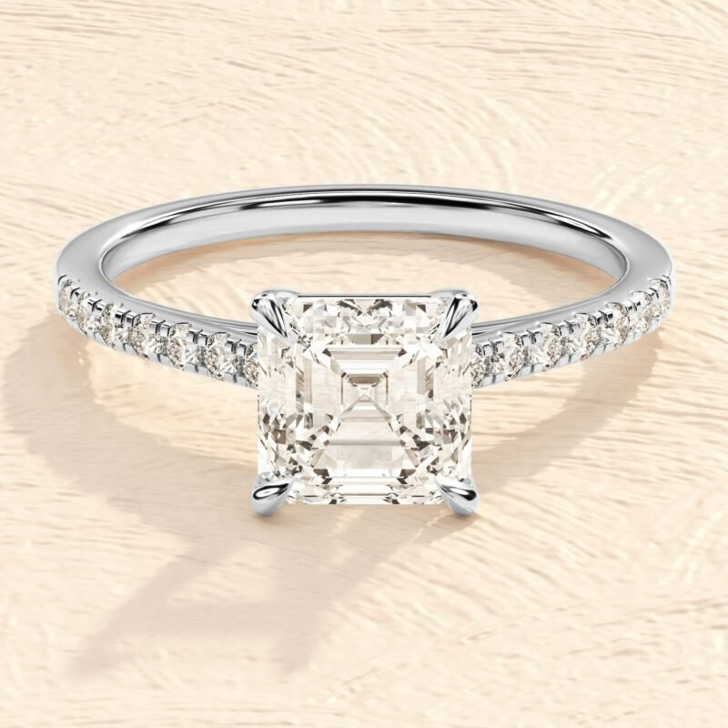Cushion Cut Lab Grown Diamond 1ct multi Diamond Engagement Ring