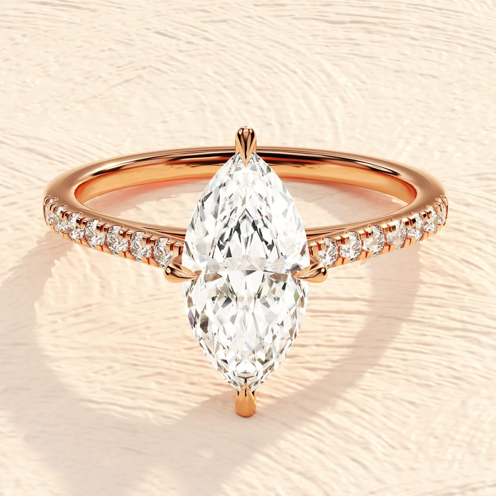 Marquise Cut 14K Solid Gold 4ct Lab Grown Diamond Engagement Ring Marquise Cut 14K Solid Gold 4ct Lab Grown Diamond Engagement Ring