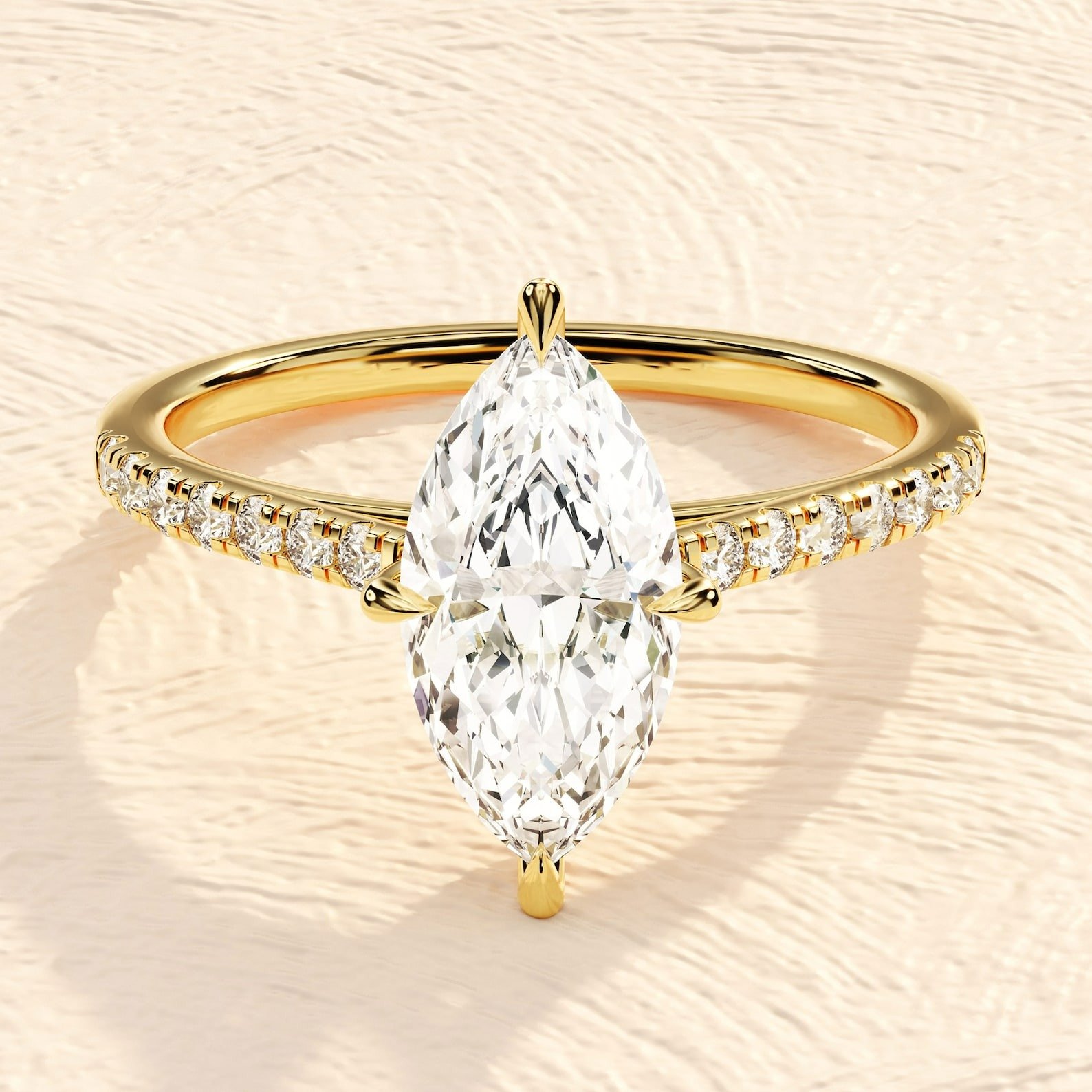 Marquise Cut 14K Solid Gold Lab Grown Diamond Engagement Ring Marquise Cut 14K Solid Gold Lab Grown Diamond Engagement Ring