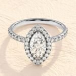 Pear Cut Halo Ring 4ct Lab Grown Diamond Engagement Ring