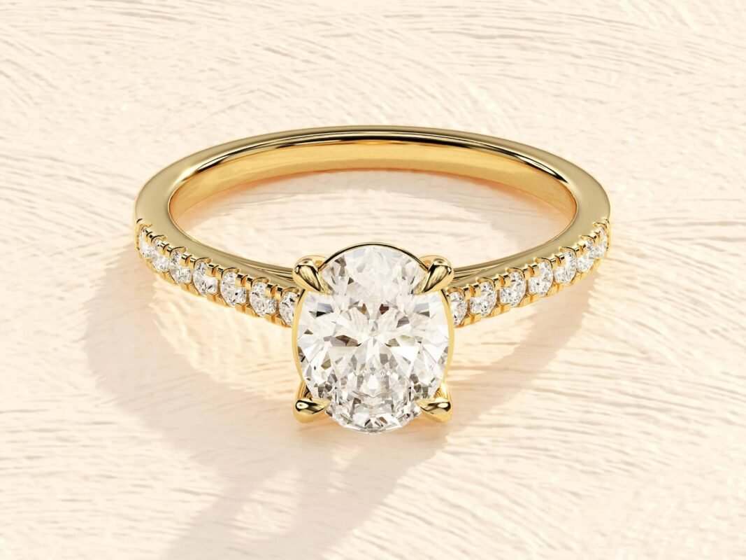 Oval Engagement Ring in 14k Solid Gold / 1 ct Oval Lab Grown Diamond Engagement Rings