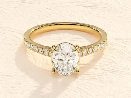 Oval Engagement Ring in 14k Solid Gold / 1 ct Oval Lab Grown Diamond Engagement Rings