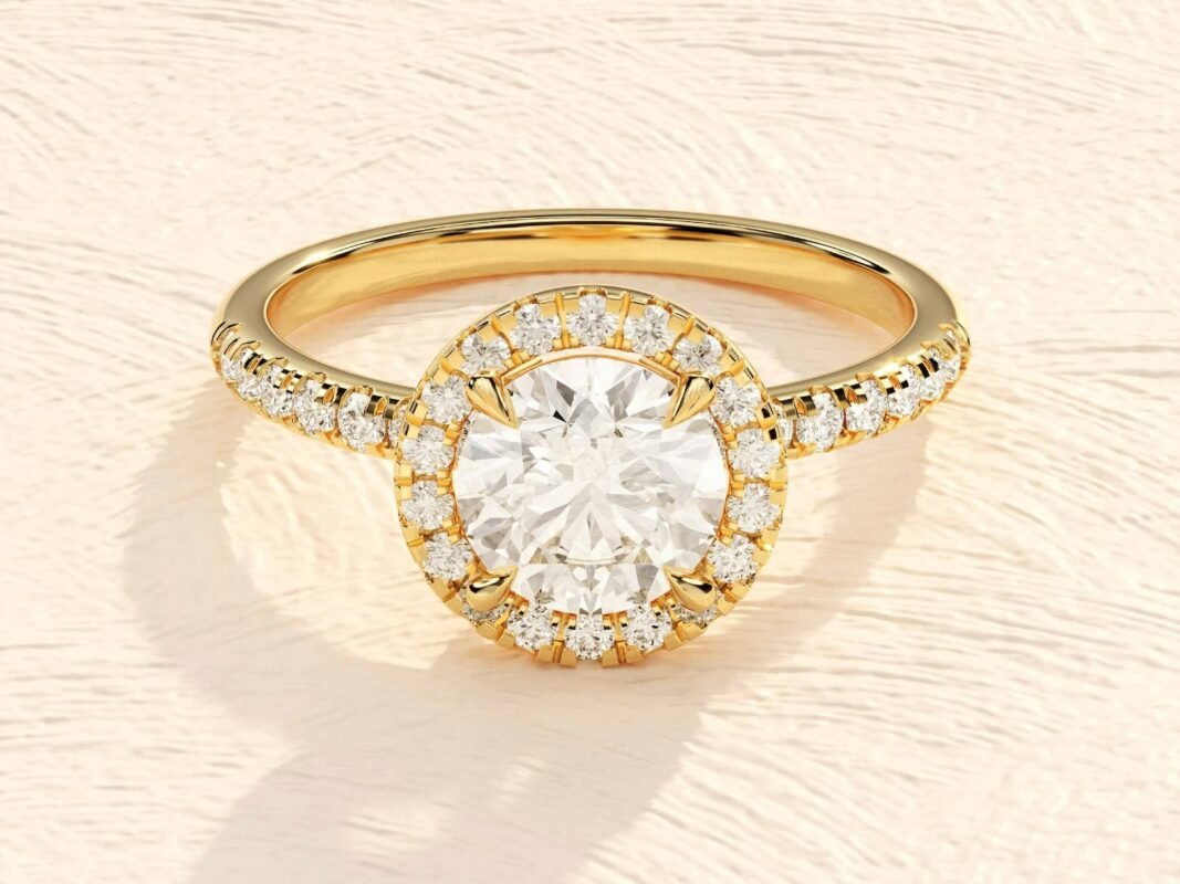 Round Cut Halo Solitaire Ring 2 ct Lab Grown Diamond Engagement Ring