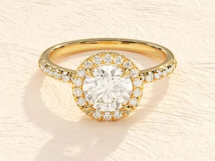 Round Cut Halo Solitaire Ring 2 ct Lab Grown Diamond Engagement Ring