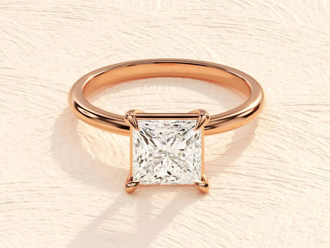 Cushion Cut 14K Solid Gold Engagement Ring 4ct Lab Grown Dimond