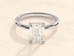 4 Prong Cushion Emerald Cut Lab Grown Diamond 3ct Engagement Ring