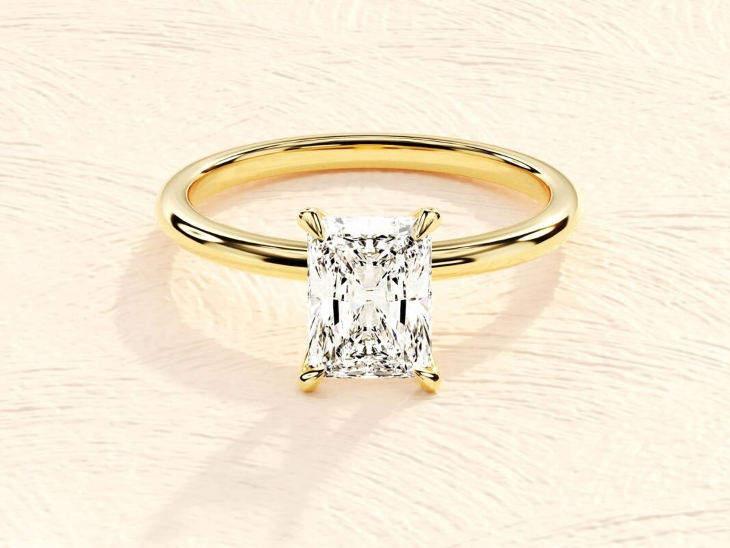 Elongated Cushion Emerald Cut Lab Grown Diamond 4ct Engagement Ring