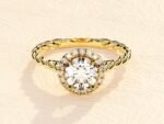 Twisted Band 3ct Lab Grown Round Brilliant Diamond Engagement Halo Ring