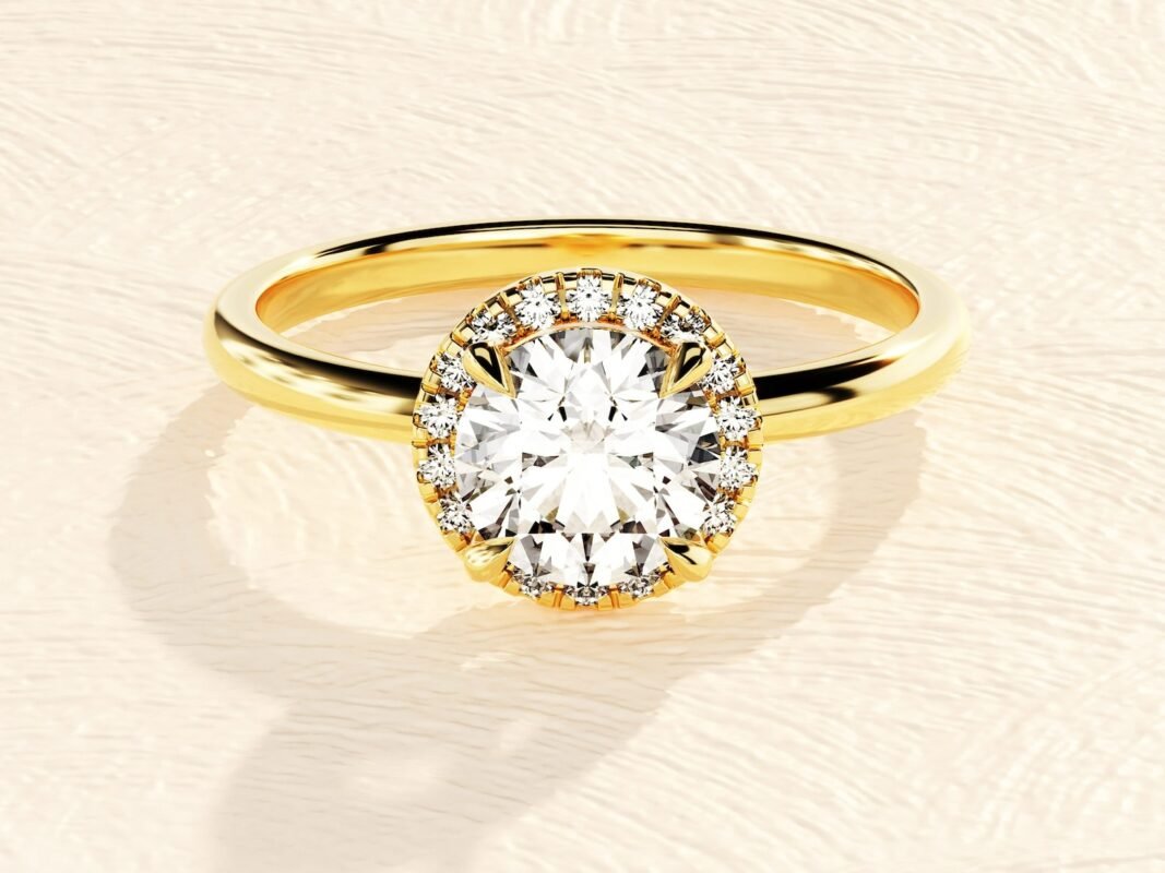 4 Prong Round Cut Halo Solitaire Ring 2 ct Lab Grown Diamond Engagement Ring