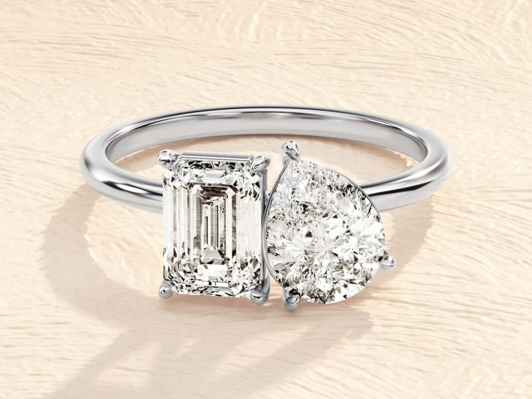 14K Solid Gold Toe Moi Engagement Ring 2ct Lab Grown Diamond