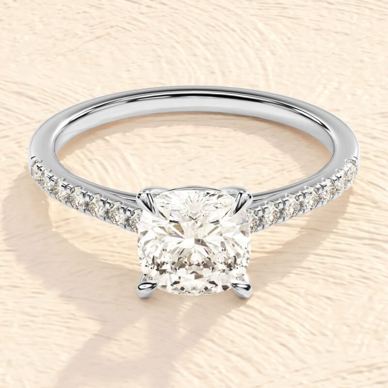Round Cut 2 ct Lab Grown Diamond Prong Setting Engagement Ring