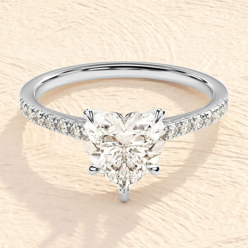 Heart Shape 4ct Lab Grown Diamond Engagement Ring
