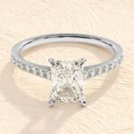 Elongated Emerald Cut 4ct Lab Grown Diamond Engagement Ring