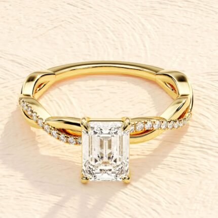 Cushion Emerald Cut Lab Grown Diamond 3ct Engagement Ring