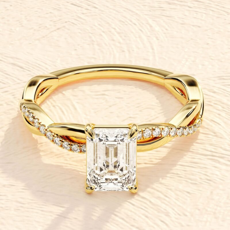 Cushion Emerald Cut Lab Grown Diamond 3ct Engagement Ring