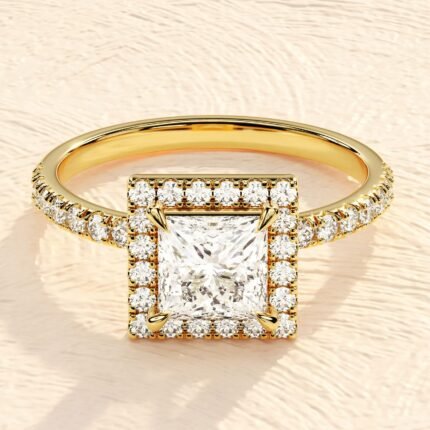 Cushion Cut Halo Solitaire Ring 3 ct Lab Grown Diamond Engagement Ring