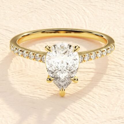 14 K Solid Gold 2.5ct Pear Cut lab Grown Diamond Engagement Ring