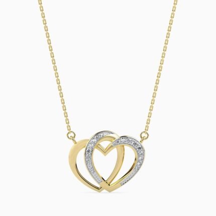 18K Solid Gold 0.11 CT Diamond Necklace with Chain
